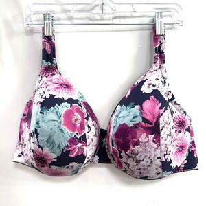 Cacique Lane Bryant Plus Bra Size 44DD Purple Floral Lightly Lined full coverage
